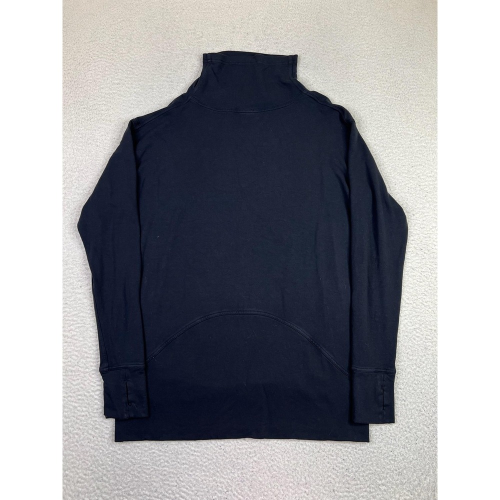 Lululemon Sweatshirt Womens 10 Black High Neck Funnel Scuba Pullover Pockets‎